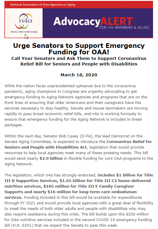 2020 04 01 11 25 25 n4a Advocacy Alert Urge Senators to Support Emergency Funding for OAA
